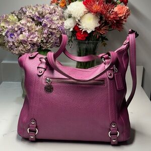 Coach Alexandra Purple Convertible Leather Shoulder Bag
